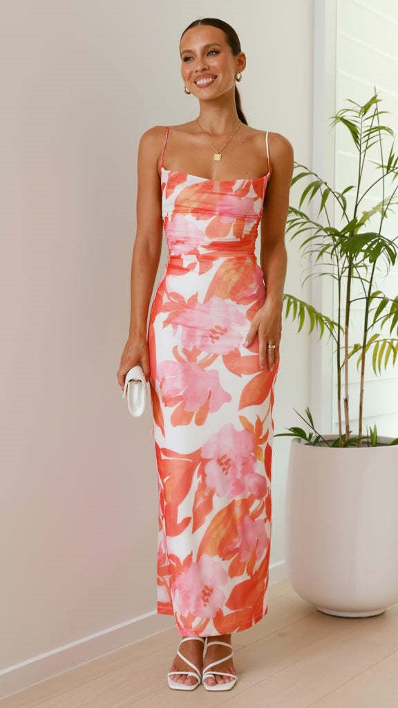 Women's Summer Printed Sleeveless Sexy Fitted Bustier Strapless Dress